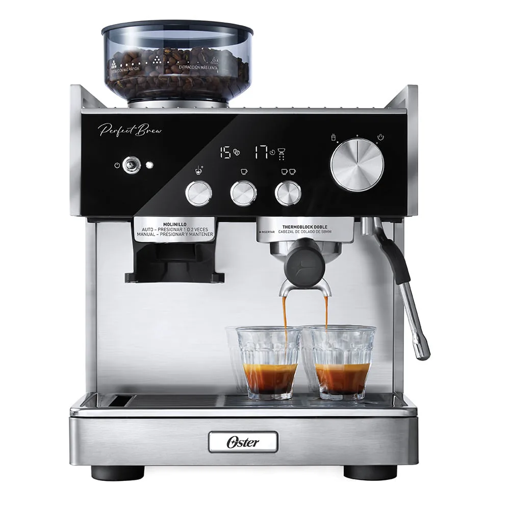 Oster Perfect Brew Máxima de frente, com o visor e os dois botões giratórios